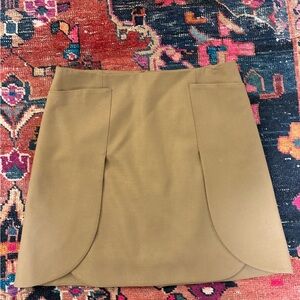 Tory Burch Wool Miniskirt Tulip Hem Camel Wool